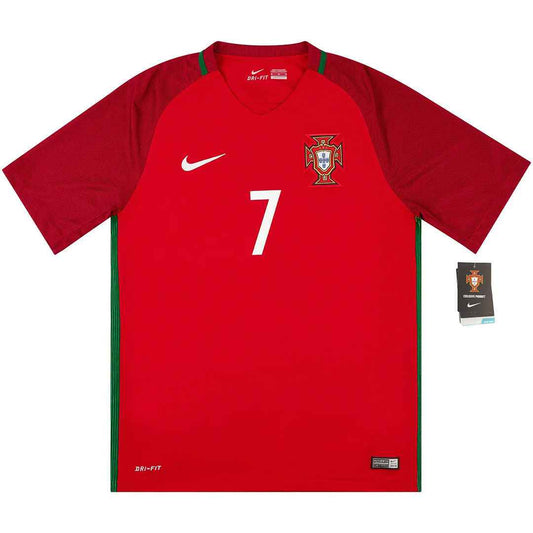 Portugal Soccer Jersey Home Euro Cup Retro 2016 (Ronaldo #7)