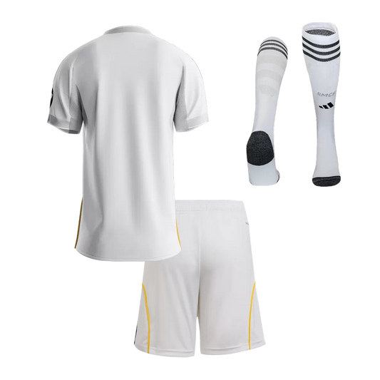 KIDS REAL MADRID HOME SOCCER JERSEY FULL KIT 2025/26