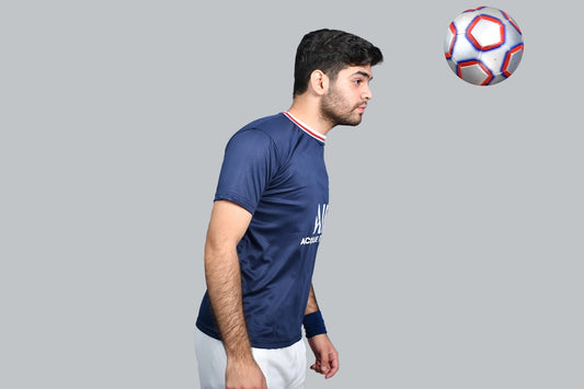 a man wearing a blue shirt