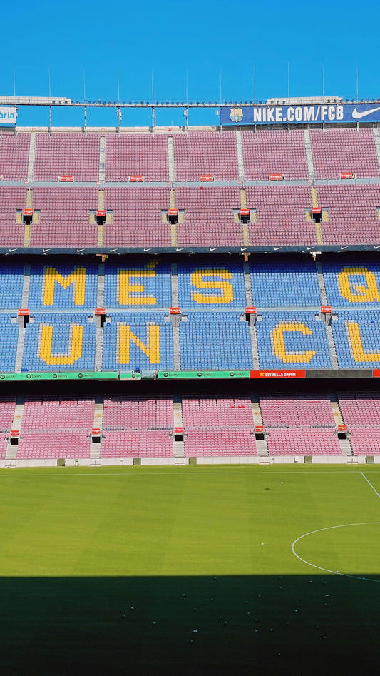 a stadium with a large sign on the side of it