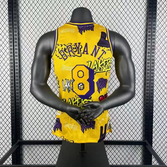 Los Angeles Lakers Yellow graffiti Kobe 8 BRYANT NBA 1996-1997 Jerseys