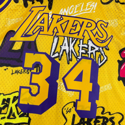 Los Angeles Lakers Yellow Graffiti 34 O'NEAL NBA 1996-1997 Jerseys