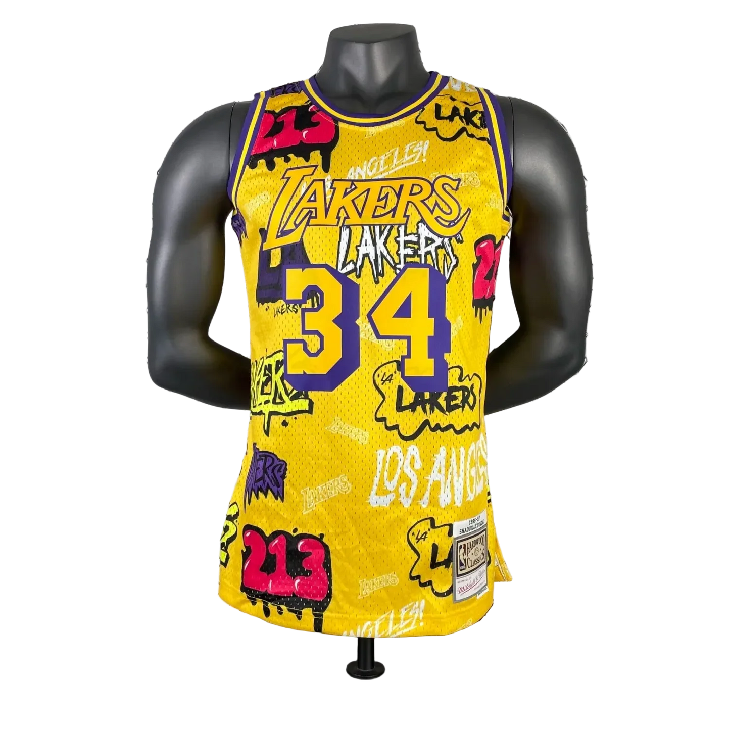Los Angeles Lakers Yellow Graffiti 34 O'NEAL NBA 1996-1997 Jerseys