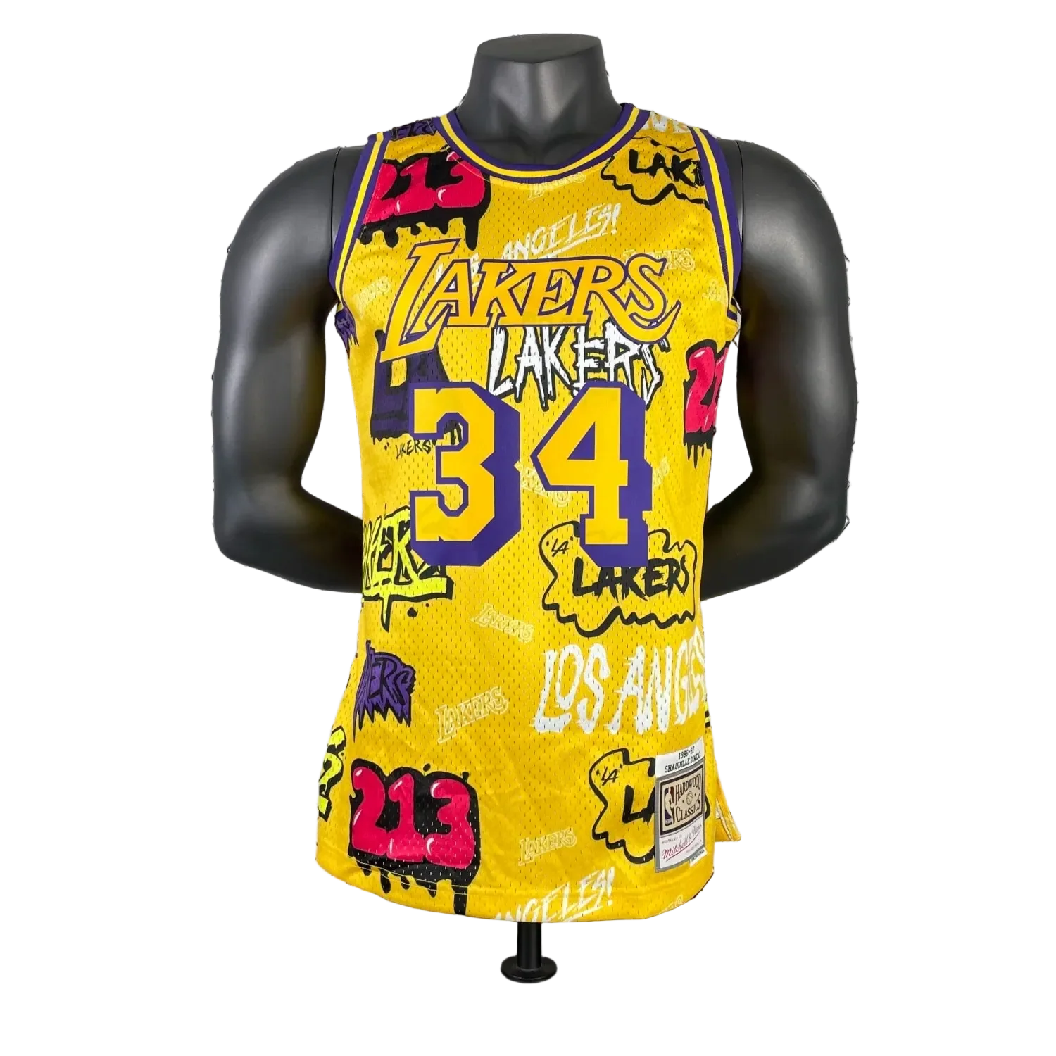 Los Angeles Lakers Yellow Graffiti 34 O'NEAL NBA 1996-1997 Jerseys