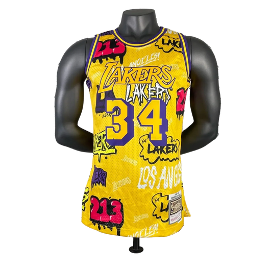 Los Angeles Lakers Yellow Graffiti 34 O'NEAL NBA 1996-1997 Jerseys