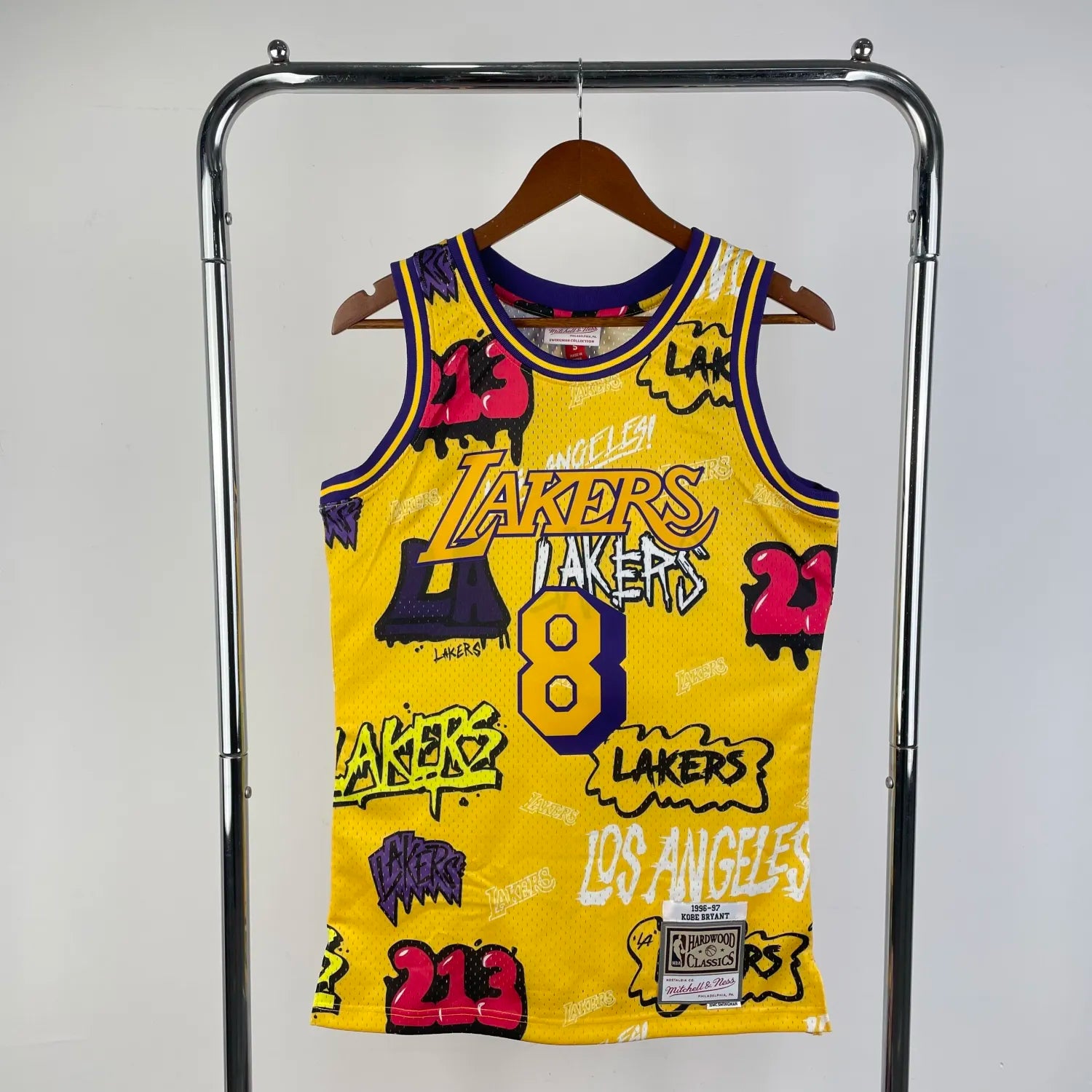 Los Angeles Lakers Yellow graffiti Kobe 8 BRYANT NBA 1996-1997 Jerseys