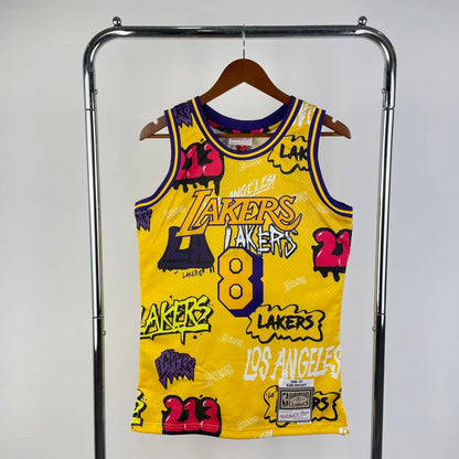 Los Angeles Lakers Yellow graffiti Kobe 8 BRYANT NBA 1996-1997 Jerseys