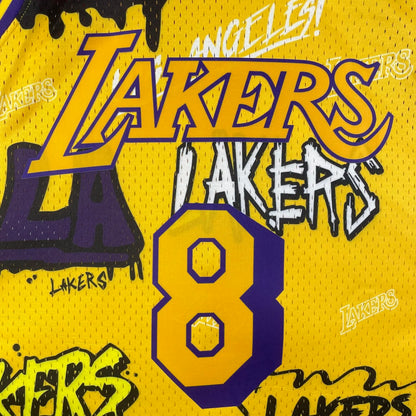 Los Angeles Lakers Yellow graffiti Kobe 8 BRYANT NBA 1996-1997 Jerseys