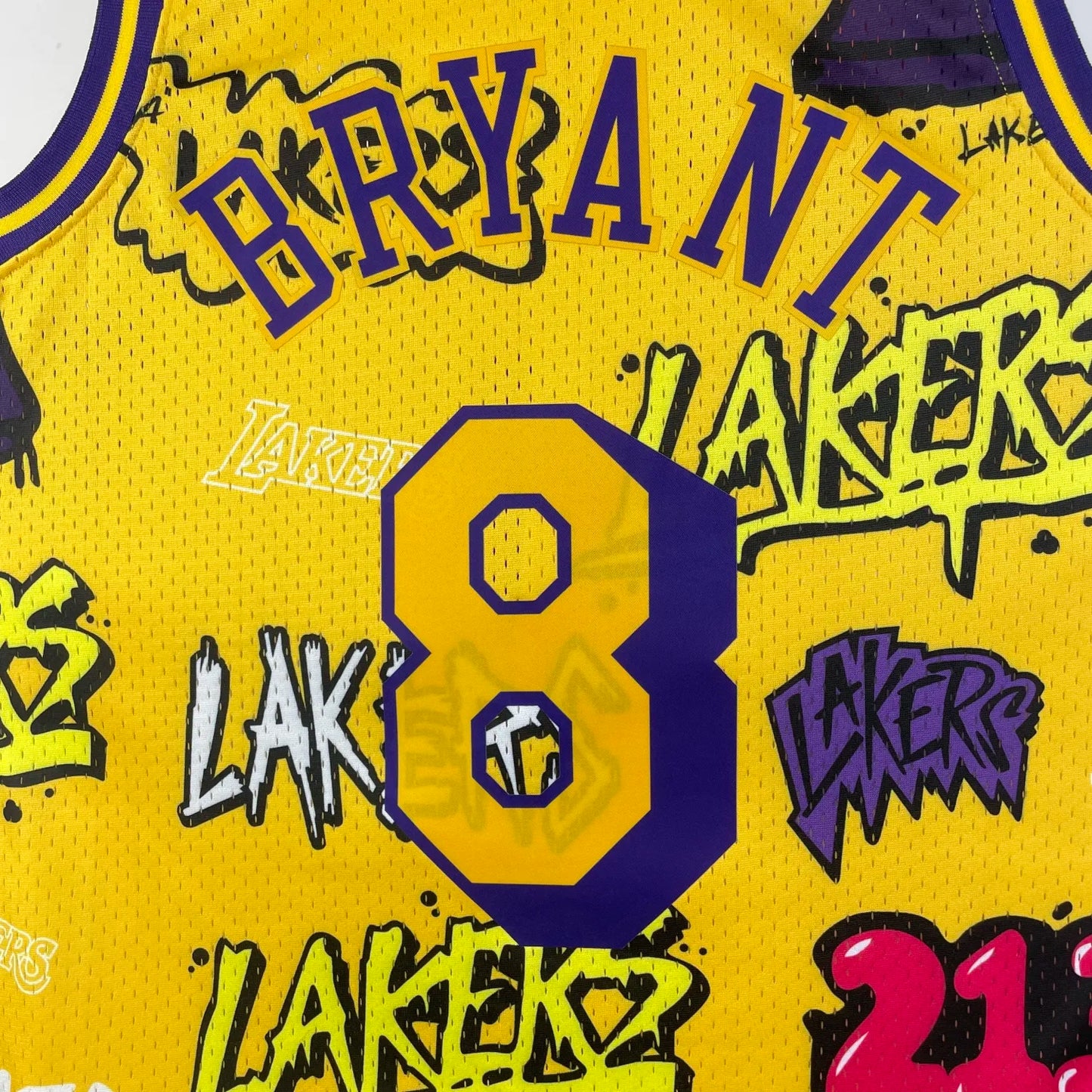 Los Angeles Lakers Yellow graffiti Kobe 8 BRYANT NBA 1996-1997 Jerseys