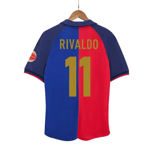 Retro 1999/00 RIVALDO #11 Barcelona Home 100th Jersey