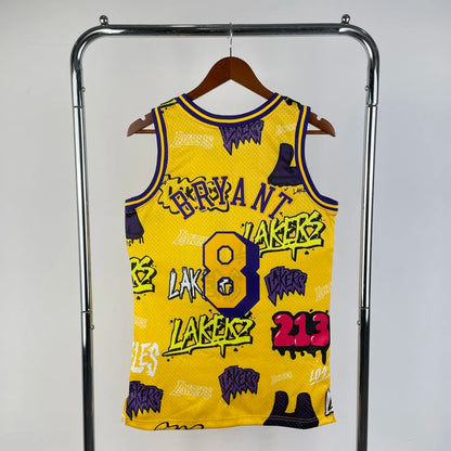 Los Angeles Lakers Yellow graffiti Kobe 8 BRYANT NBA 1996-1997 Jerseys