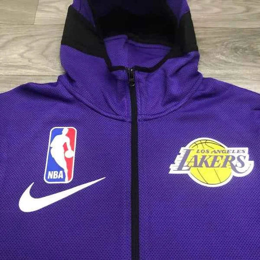 zipper jacket with cap for NBA Lakers warm up with chip
