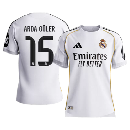 REAL MADRID ARDA GULER 15 HOME SOCCER JERSEY 2025/26 - PLAYER VERSION