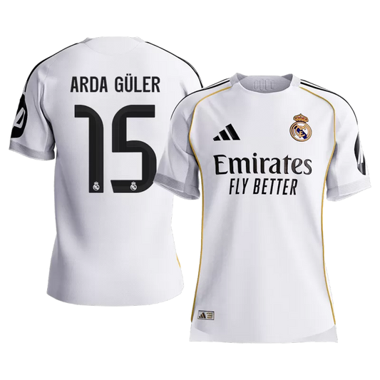 REAL MADRID ARDA GULER 15 HOME SOCCER JERSEY 2025/26 - PLAYER VERSION