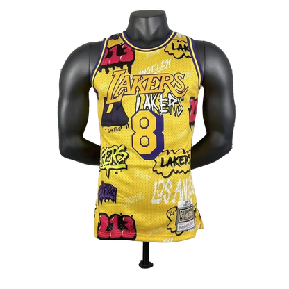 Los Angeles Lakers Yellow graffiti Kobe 8 BRYANT NBA 1996-1997 Jerseys