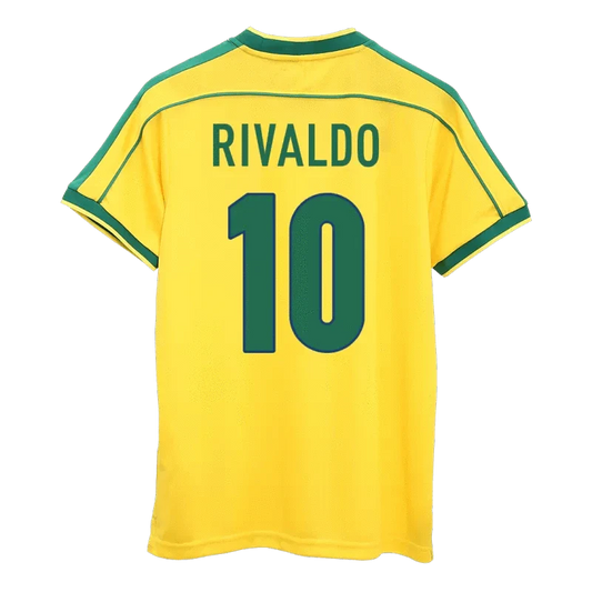RIVALDO 10 Brazil Retro Home Soccer jersey 1998 -World Cup