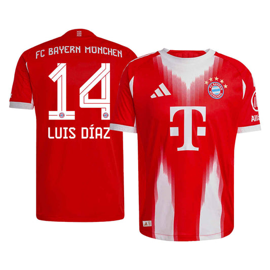 Bayern Munich Home Soccer Jersey 2025/26 (LUIS DIAZ #14) - Player Version - World Jersey | Premium Football Kits, Retro Jerseys & Boots Shop