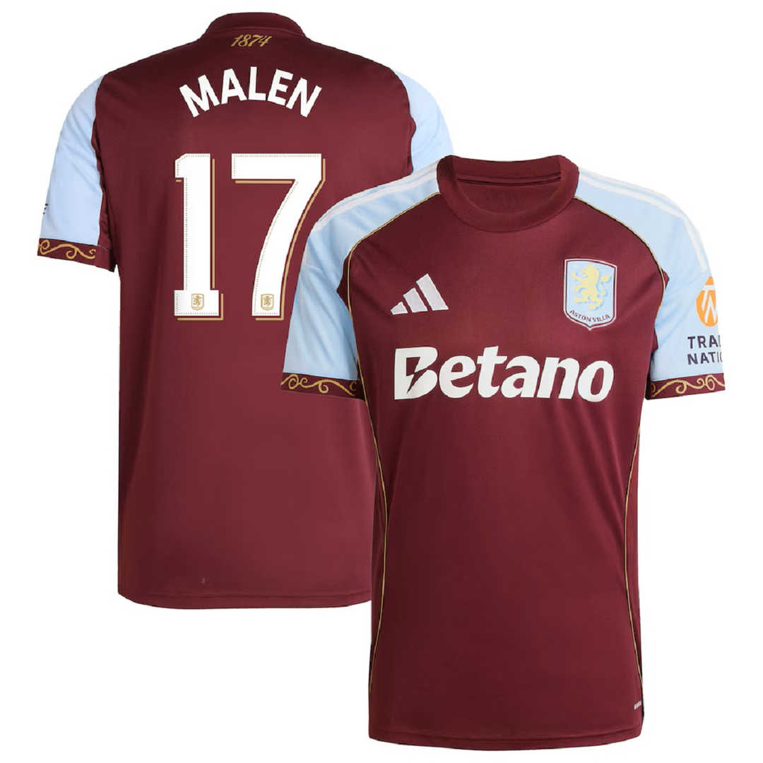 Aston Villa Soccer Jersey Home - 2025/26 (MALEN #17) - Fan Version