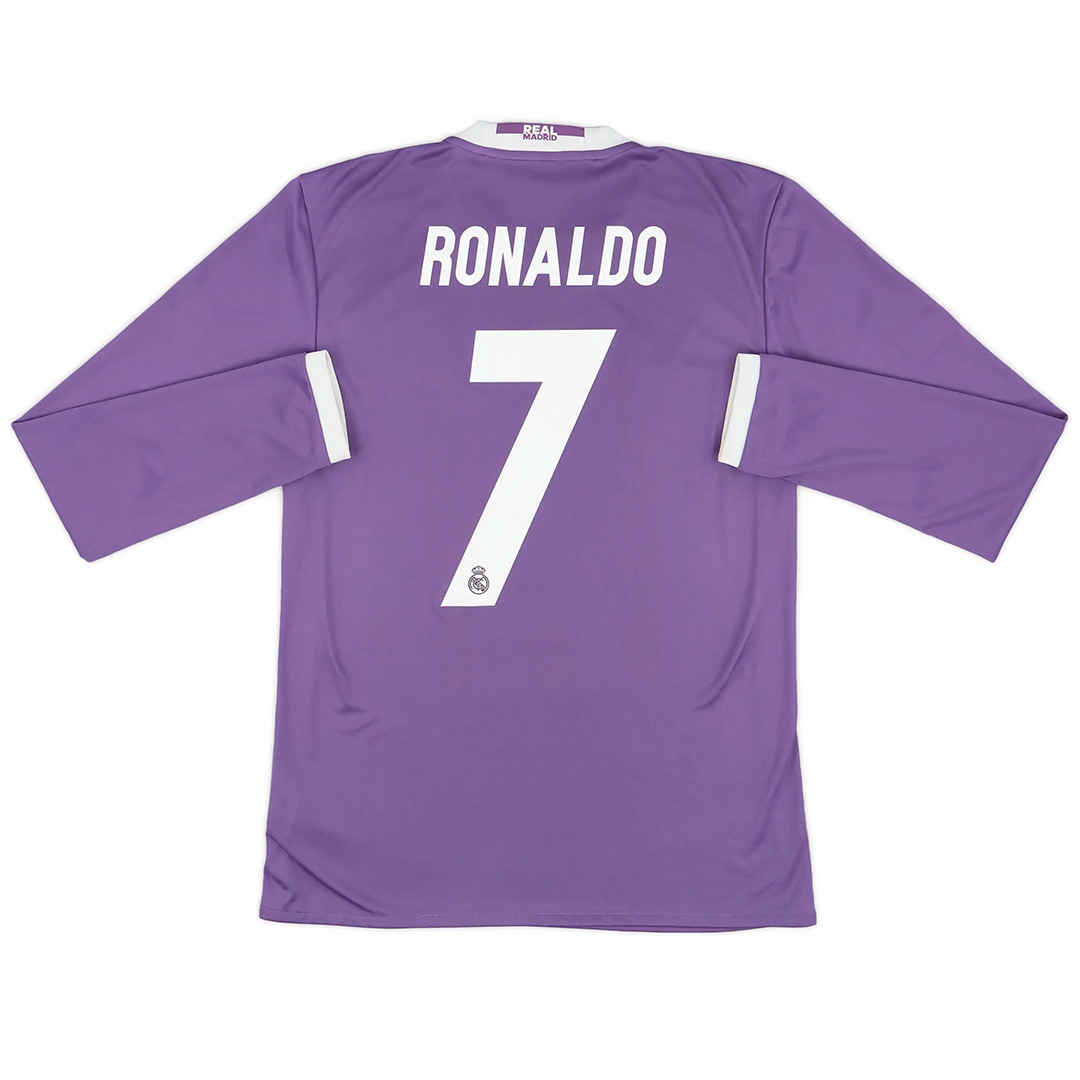 Real Madrid Soccer Jersey Retro Away Long Sleeve 2016/2017 (Ronaldo #7) - World Jersey | Premium Football Kits, Retro Jerseys & Boots Shop