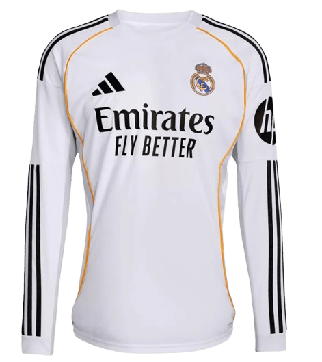 REAL MADRID HOME SOCCER LONG SLEEVES JERSEY REPLICA 2025/26 - Vantyjersey