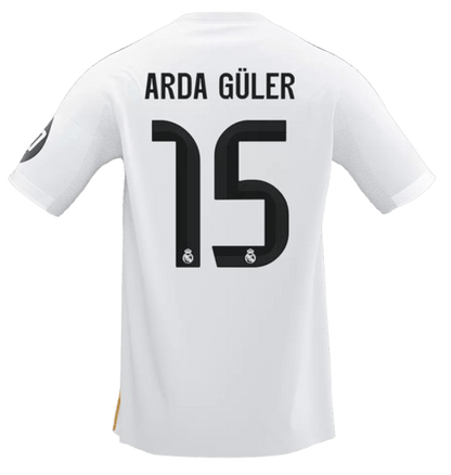 REAL MADRID ARDA GULER 15 HOME SOCCER JERSEY 2025/26
