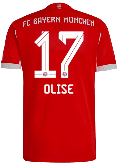 BAYERN MUNICH OLISE 17 HOME SOCCER JERSEY 2025/26 - Player Version