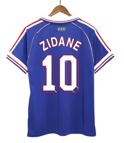 RETRO 1998 ZIDANE #10 FRANCE HOME SOCCER JERSEY