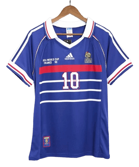 RETRO 1998 ZIDANE #10 FRANCE HOME SOCCER JERSEY