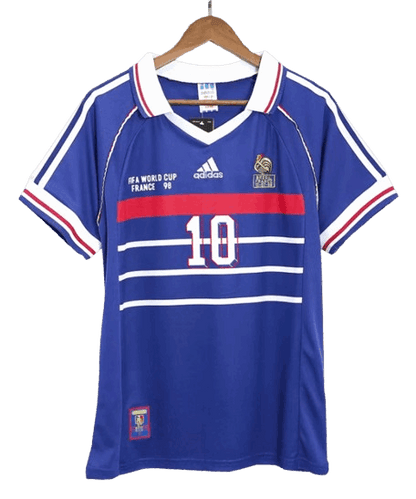 RETRO 1998 ZIDANE #10 FRANCE HOME SOCCER JERSEY