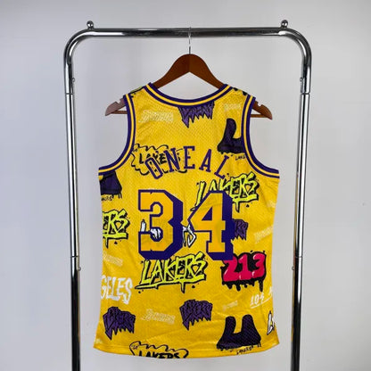 Los Angeles Lakers Yellow Graffiti 34 O'NEAL NBA 1996-1997 Jerseys