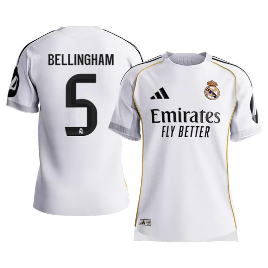 Real Madrid BELLINGHAM 5 Home Soccer Jersey 2025-26 - PLAYER VERSION