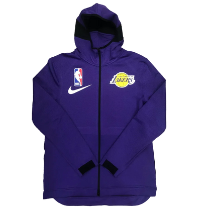 zipper jacket with cap for NBA Lakers warm up with chip