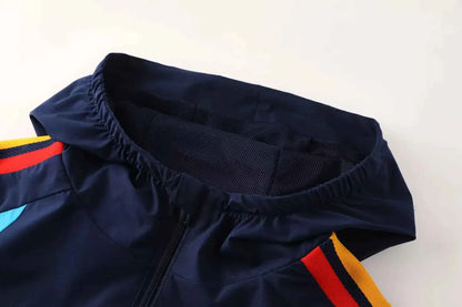 Spain Blue 25-26 Windbreaker Hooded Tracksuit